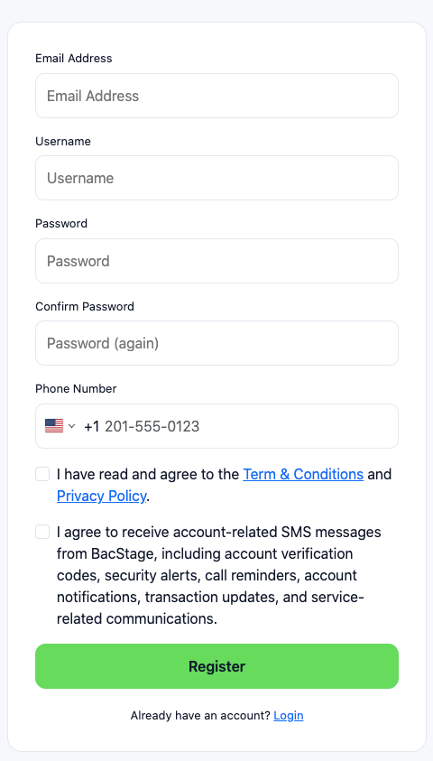 Web Registration Form